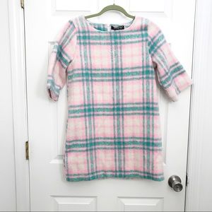 DOWISI mod blue pink and white plaid mini dress
